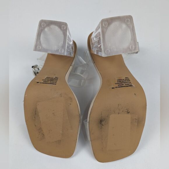 Steve Madden Hundred Clear Plastic Nude Beige Sandals Plastic Heels Size 5 Women - Picture 5 of 11